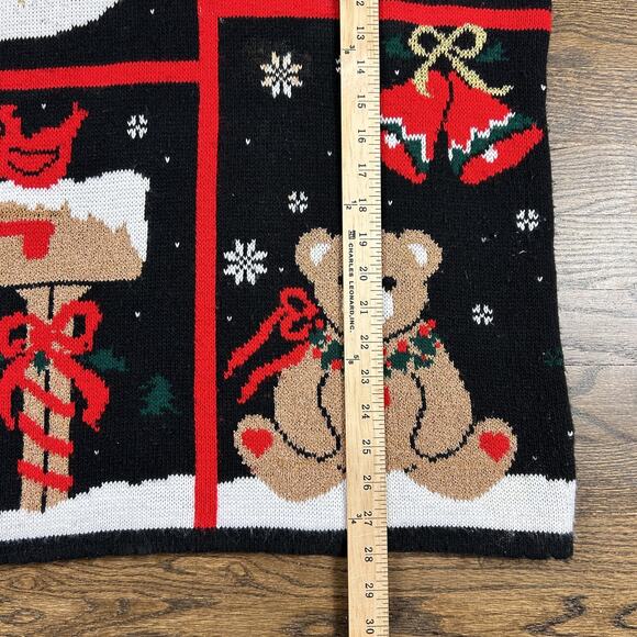 Vintage NutCracker Christmas Sweater Womens Medium Black Holiday Teddy Bear 90s - Picture 7 of 8